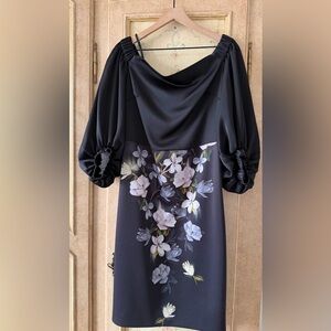 Ted Baker Black Dress with Floral Design